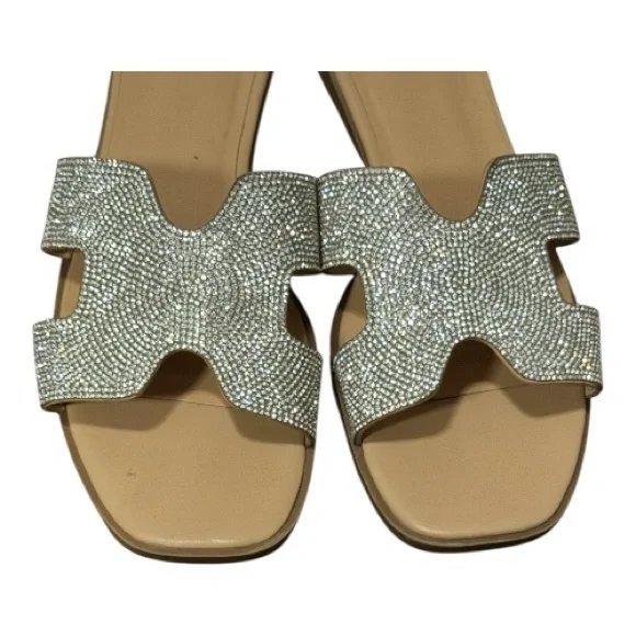 A New Day Sparkling Silver Slide Sandals Size 9 - Picture 4 of 4